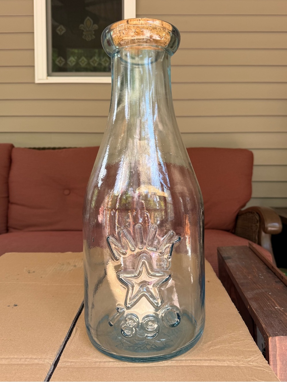 HUGE 18" Vintage 1890 Libbey Farmhouse Milk Bottle - Embossed Star & "MILK 1890"